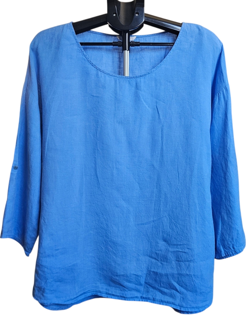 Eileen Fisher Blue Linen Top Size Large